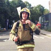Firefighter Fan Fry in training for his marathon.
